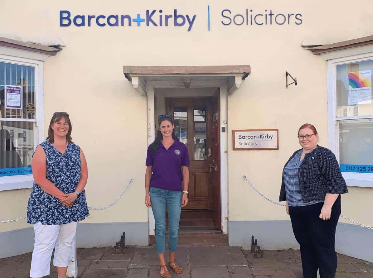 Tor Goodman, Hattie Clayton and Kathryn Smith outside Barcan+Kirby's Thornbury office