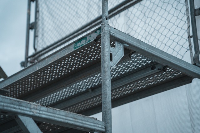 Grey scaffolding platform