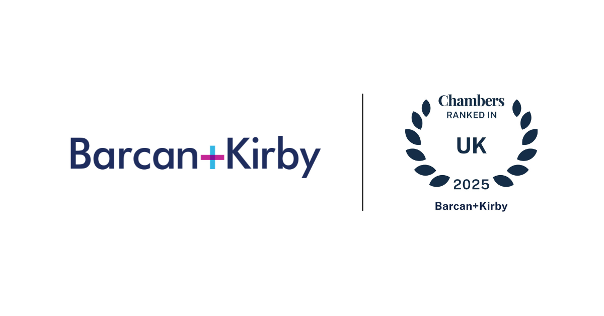 Barcan and Kirby logo next to Chambers and Partners UK logo