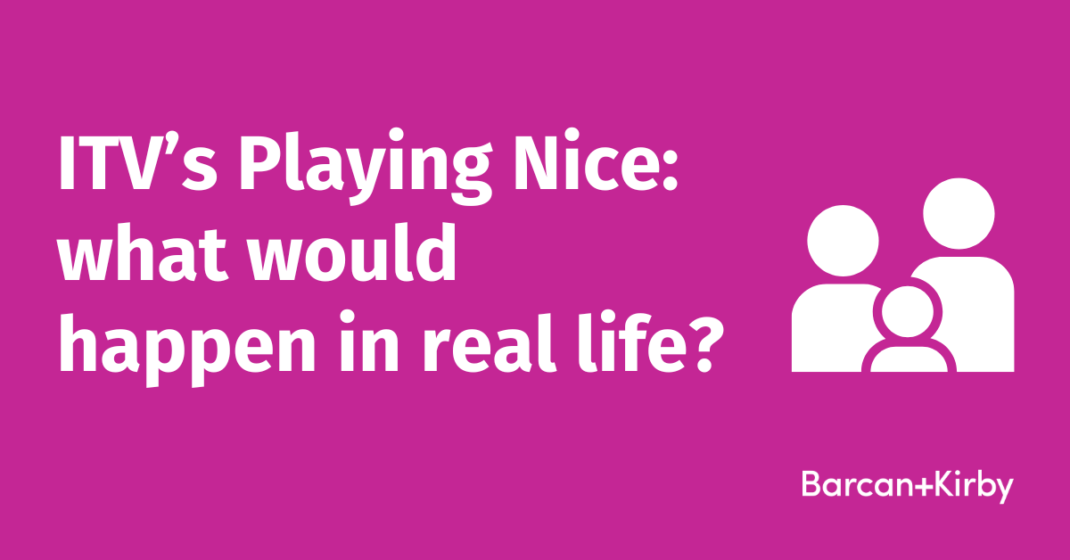 White text on pink background that reads: 'ITV's Playing Nice: what would happen in real life?'