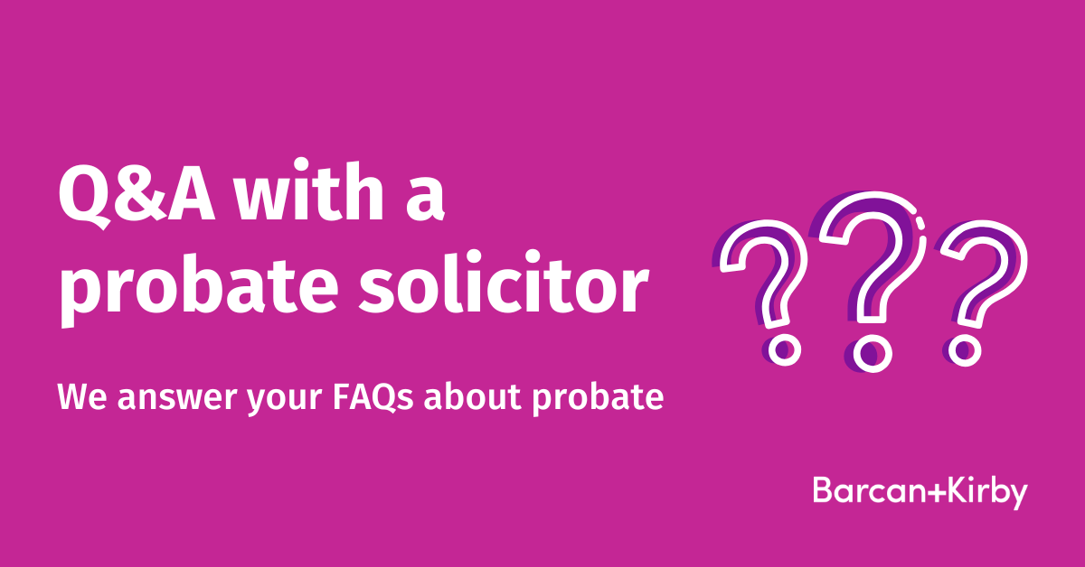 White text on a pink background that says 'Q&A with a probate solicitor'